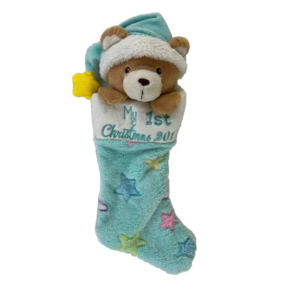 DanDee Plush Soft MY FIRST CHRISTMAS STOCKING/STUFFED BEAR 2017 Holiday Gift 12”